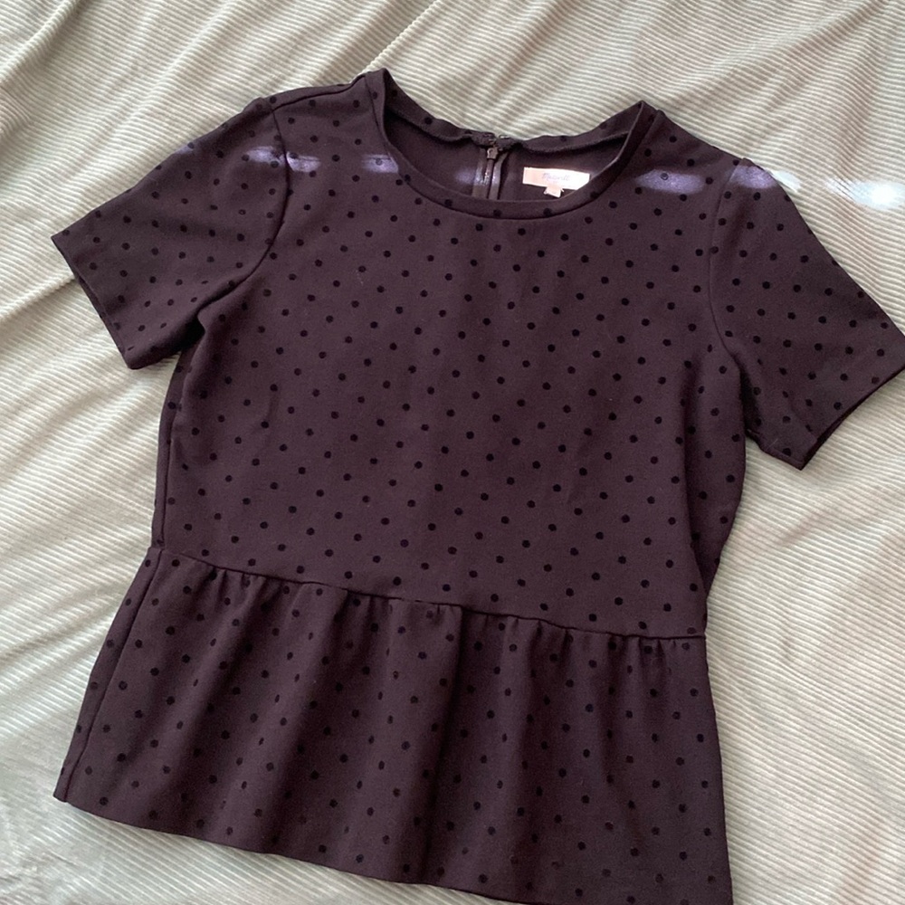 Pepelum madewell black polka dot shirt